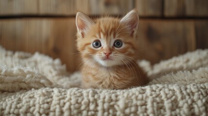 Cute orange tabby kitten exploring a cozy living room in a warm and inviting home