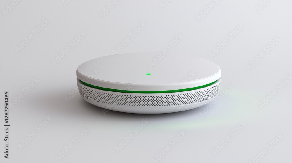 Poster innovative green and white smart device on minimalist white surface glimpse into the future of techn