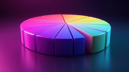 Obraz premium Colorful 3D pie chart data analysis; dark background; infographic use