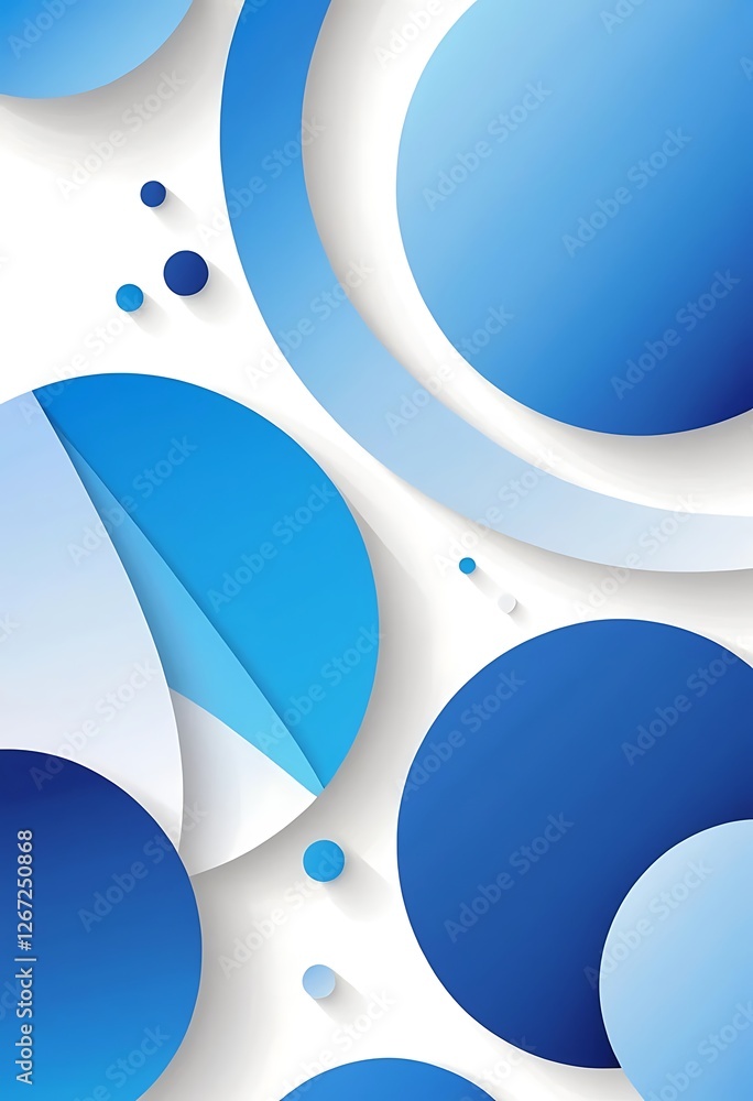 Poster abstract composition featuring overlapping blue and white circles pattern