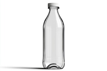 Clear plastic bottle on white background highlights sustainable design and reusability