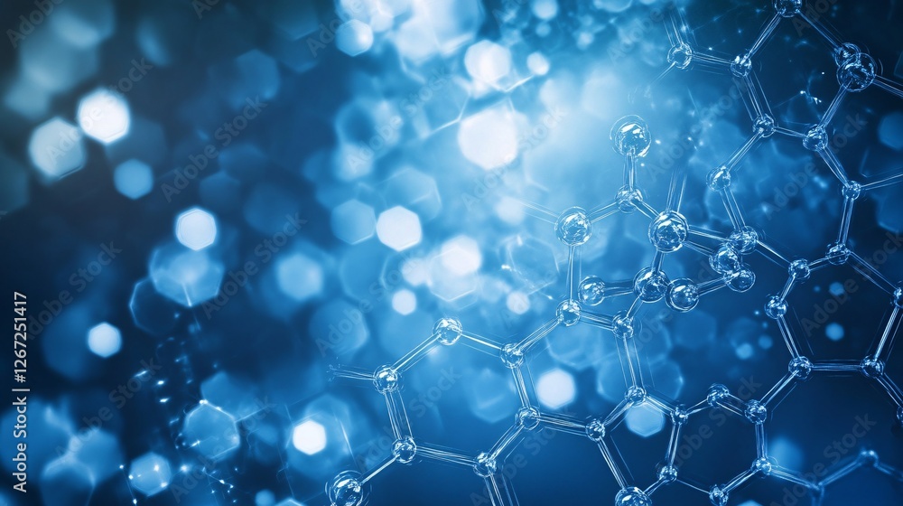 Poster abstract blue molecular structure science background digital art hexagon network technology design i