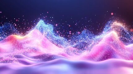 Abstract Glowing Lines on Dark Blue Background Digital Art Graphic Design