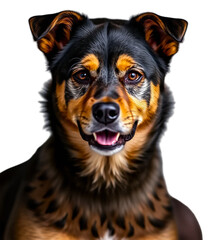 Fototapeta premium Portrait of a puppy in fire color on a transparent background