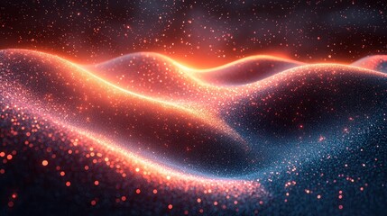 Obraz premium Glowing particle waves, abstract background, digital art, website design