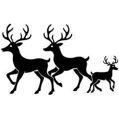 Deer Vector Illustration. Majestic Wildlife Silhouettes and Detailed Art.