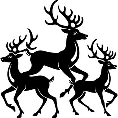 Deer Vector Illustration. Majestic Wildlife Silhouettes and Detailed Art.