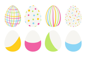 Easter Eggs Set with 8 Graphic Geometric Graphic Decorative Hand-Drawn Painted Patterns illustration - PNG clipart cutout transparent isolated