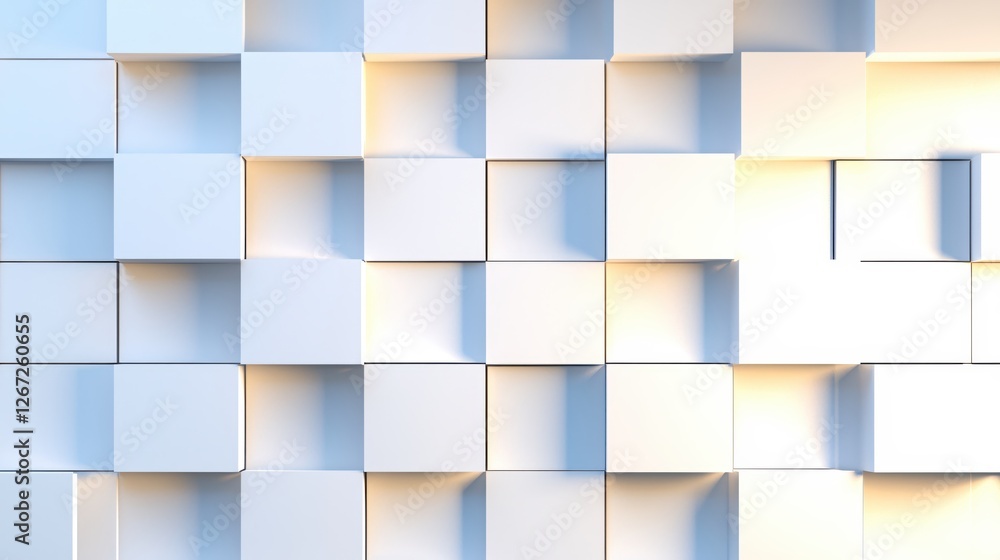Aufkleber abstract white cubic wall illuminated by soft light creating a modern and clean texture