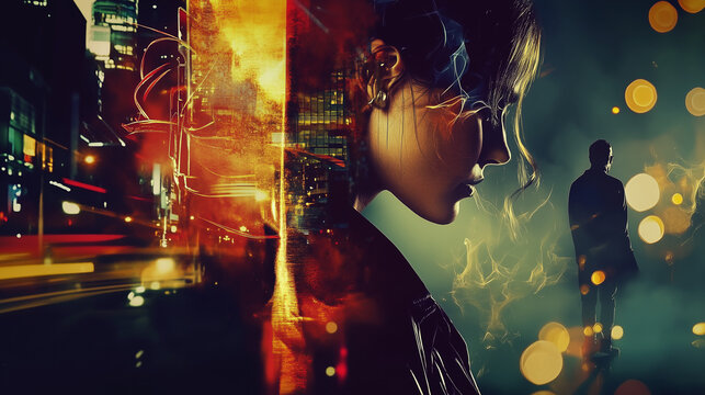 Mysterious Woman in a Neon-Lit Cyberpunk City