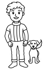 Man with a dog colouring page for kids