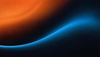 Grainy blue orange black background, abstract color gradient wave shape noise texture poster header banner wallpaper cover design