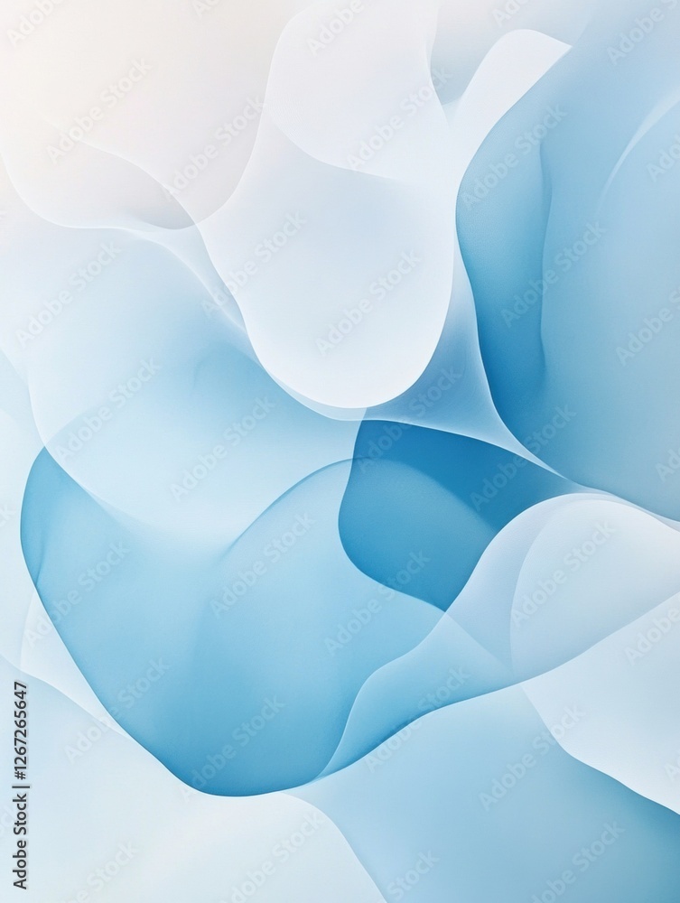 Poster soft blue abstract design featuring flowing patterns in light and dark hues creating a tranquil atmo