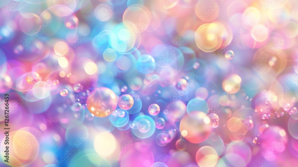 Aufkleber an abstract background of colorful, sparkly, bokeh circles.