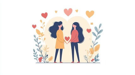 Two women embrace nature artistry beneath heartshaped tree canopy