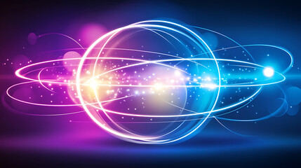 Obraz premium Abstract Energy Rings with Particles Background Glowing Light Effects and Bright Illumination