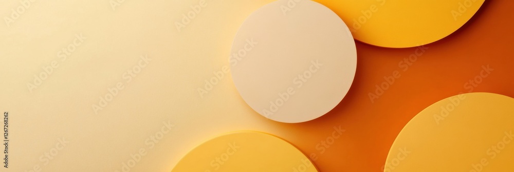 Poster Circles of warm hues creating a textured layering effect on a light background in earthy tones. Generative AI