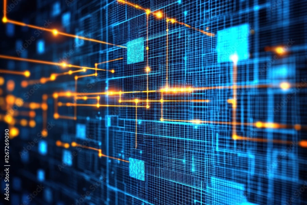 Poster abstract digital network data flow futuristic technology background
