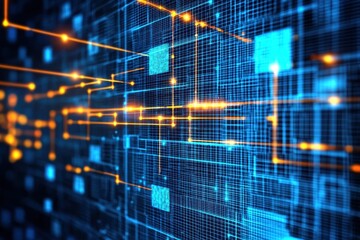 Fototapeta premium Abstract Digital Network Data Flow Futuristic Technology Background