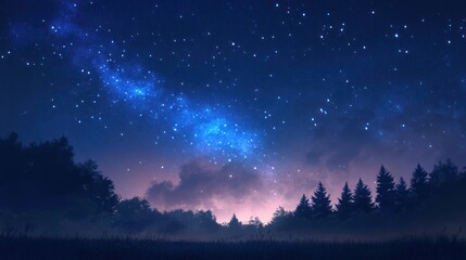 Obraz premium Night sky, Milky Way, forest, stars, tranquil scene, nature wallpaper