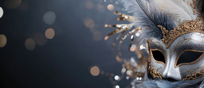 Festive spectacle: Mardi Gras shines with vibrant energy, featuring an ornate mask, dazzling carnival atmosphere, rich traditions, capturing essence of celebration, mystery, cultural heritage.