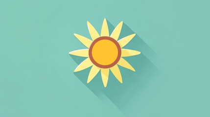 Radiant sun icon with elongated shadow on vibrant backdrop illustration bright