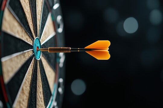 Treffer in die Mitte einer Dartscheibe


