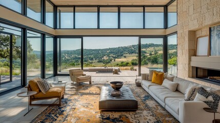 Modern Living Room With Stunning Hillside View