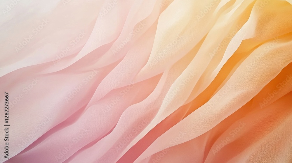 Poster soft waves of pastel fabric creating a soothing visual texture in gentle shades of pink and orange. 