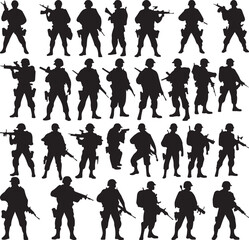 vector silhouettes of commandos
