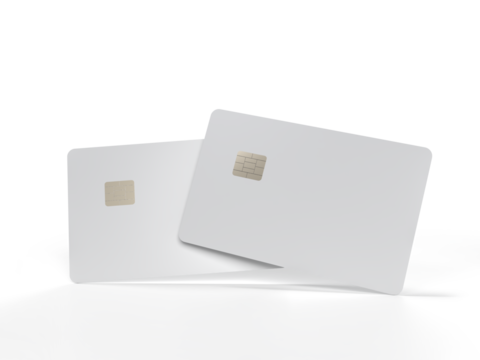 3D realistic plastic credit card templates. Empty debit card with chip card isolated on background. Mockup empty design concept for online business and finance, technology payment, digital purchase.