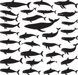 set of fish silhouettes
