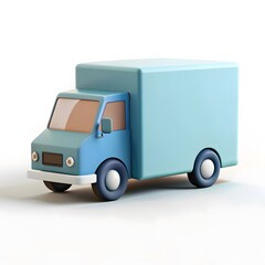 Light Blue Delivery Truck 3D Render