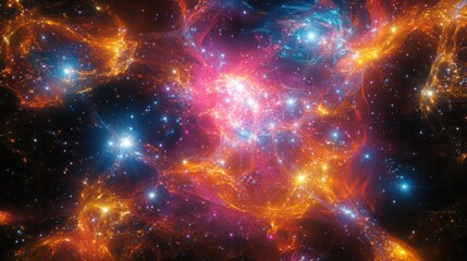 Fototapeta premium Cosmic Nebula vibrant colors, stellar birth, space background, astronomy