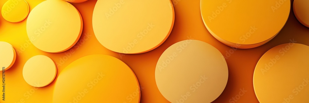 Poster Bright yellow circular shapes create a modern artistic backdrop for design and creativity in any space. Generative AI