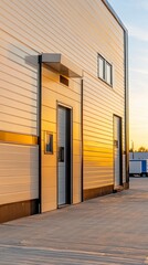 Beige Industrial Building at Sunset