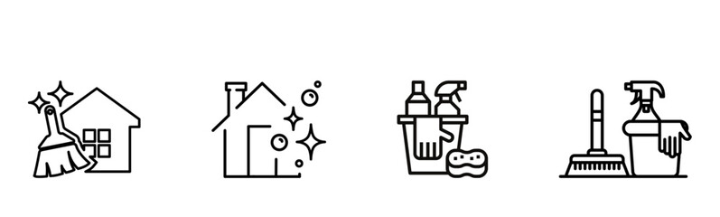 Home Cleaning icons Set.