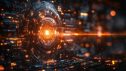 Futuristic technology, energy core, digital network, glowing lights, abstract background, tech concept, website banner