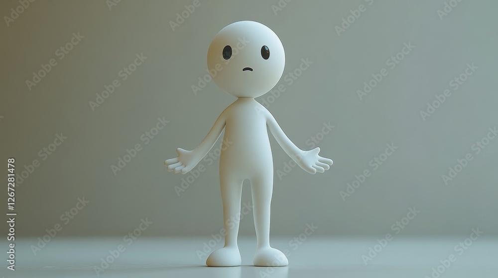 Poster a simple 3d render of a puzzled figure with outstretched arms