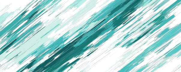 Abstract Teal and White Diagonal Brush Strokes Background Texture