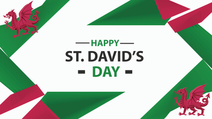 Happy St Davids Day Welsh Flag Banner