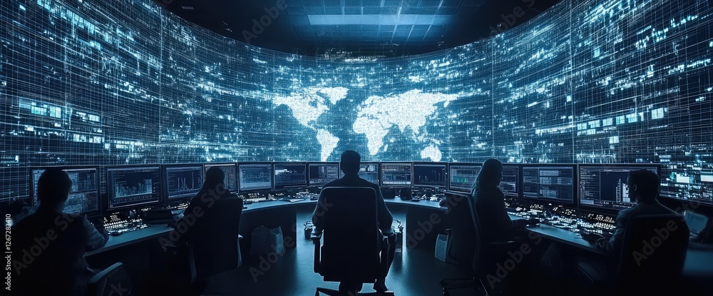 Poster global network monitoring team working late