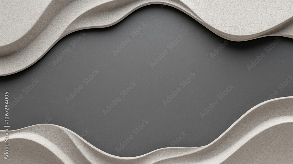 Poster abstract layered paper design with wave-like curves in gray and white tones. modern and artistic bac