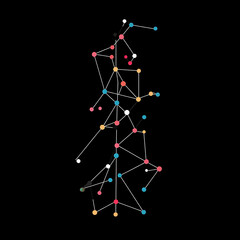 Abstract Network of Connected Dots and Lines on a Black Background for Technological Concepts
