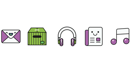 Abstract business and daily life vector art icons colored and outlined