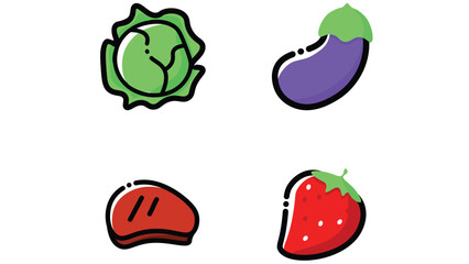 Fototapeta premium Abstract food and beverage duetone icon set vector