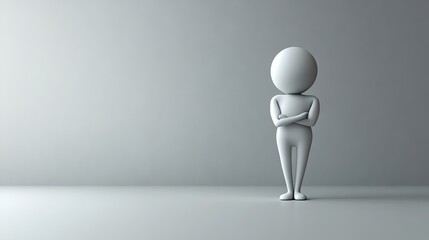 Contemplative 3D Figure in Minimalist Setting: A Study in Solitude