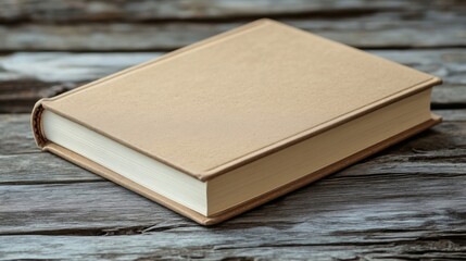 Beige Book On Rustic Wooden Surface
