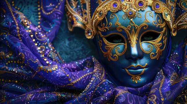 Festive spectacle: Mardi Gras shines with vibrant energy, featuring an ornate mask, dazzling carnival atmosphere, rich traditions, capturing essence of celebration, mystery, cultural heritage.