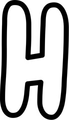 H Uppercase Alphabet outline Vector, perfect for educational materials, coloring books, and graphic design projects. Scalable and editable.
